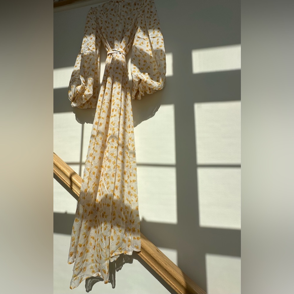 Rosamosario 100% Silk Chiffon Persephone Luxury Italian Robe Dramatic Sleeve - Picture 5 of 17